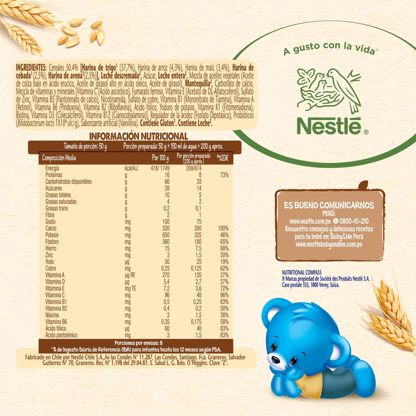 Cerelac® 5 Cereales y Leche 400 gr.