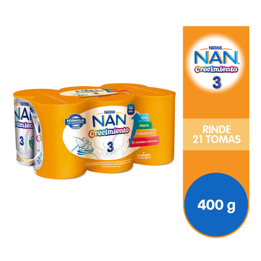 Nan® 3 Crecimiento -  Pack x 6 unidades x 400 gr. VENCE - 01/06/2024