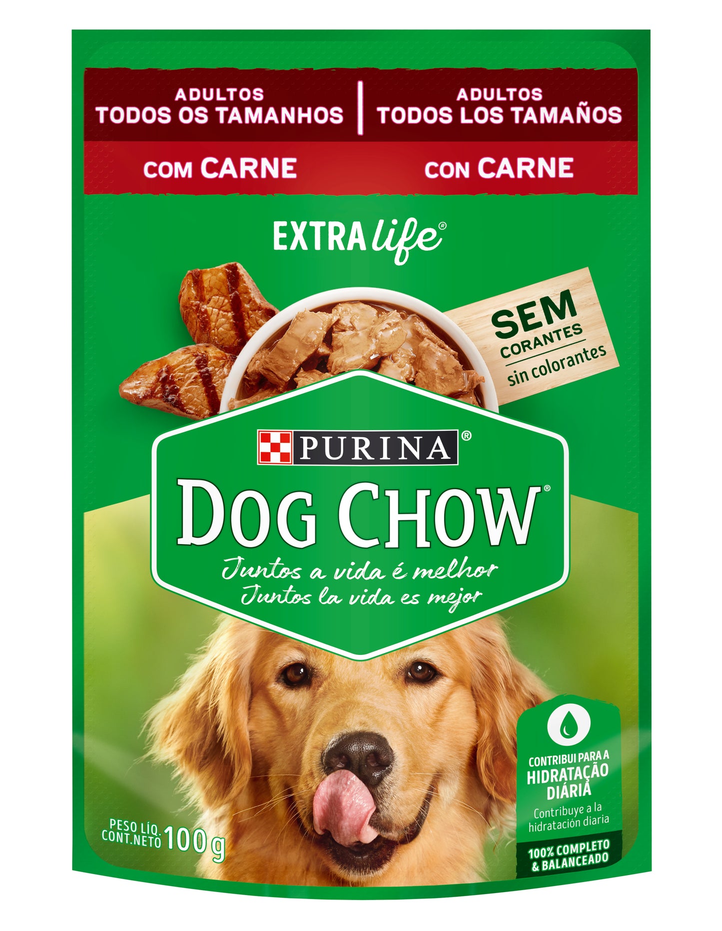 Alimento húmedo para perros Dog Chow Adultos todos los tamaños con Carne 100gr