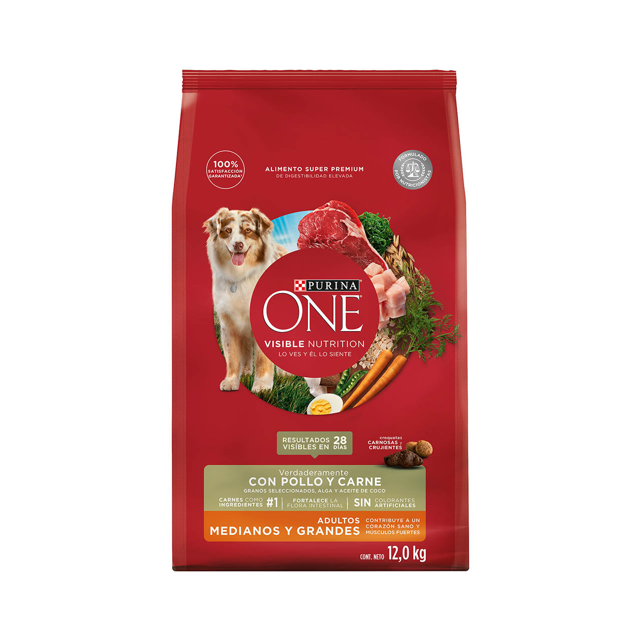 Alimento para perro Purina One Adultos medianos y grandes sabor carne de 12 kg