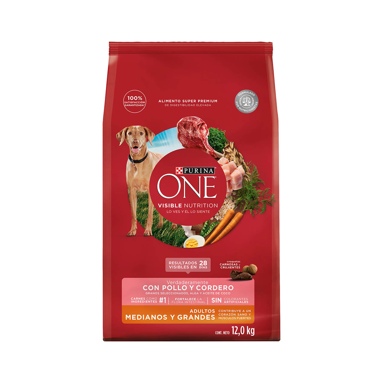 Alimento para perro Purina One Adultos medianos y grandes sabor cordero de 12 kg