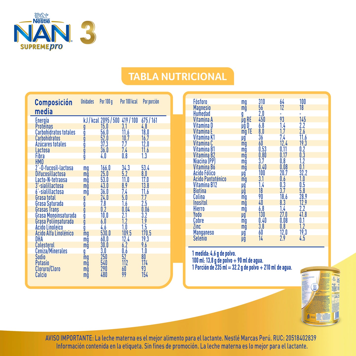 NAN® Supreme 3 de 800 gr.