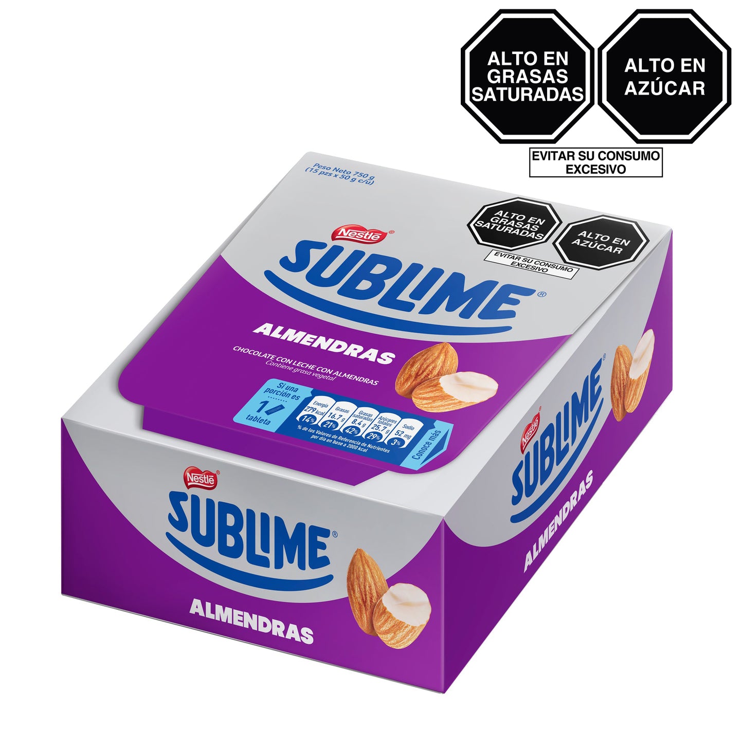 Caja de Sublime Almendras 15 uni x 50g c/u