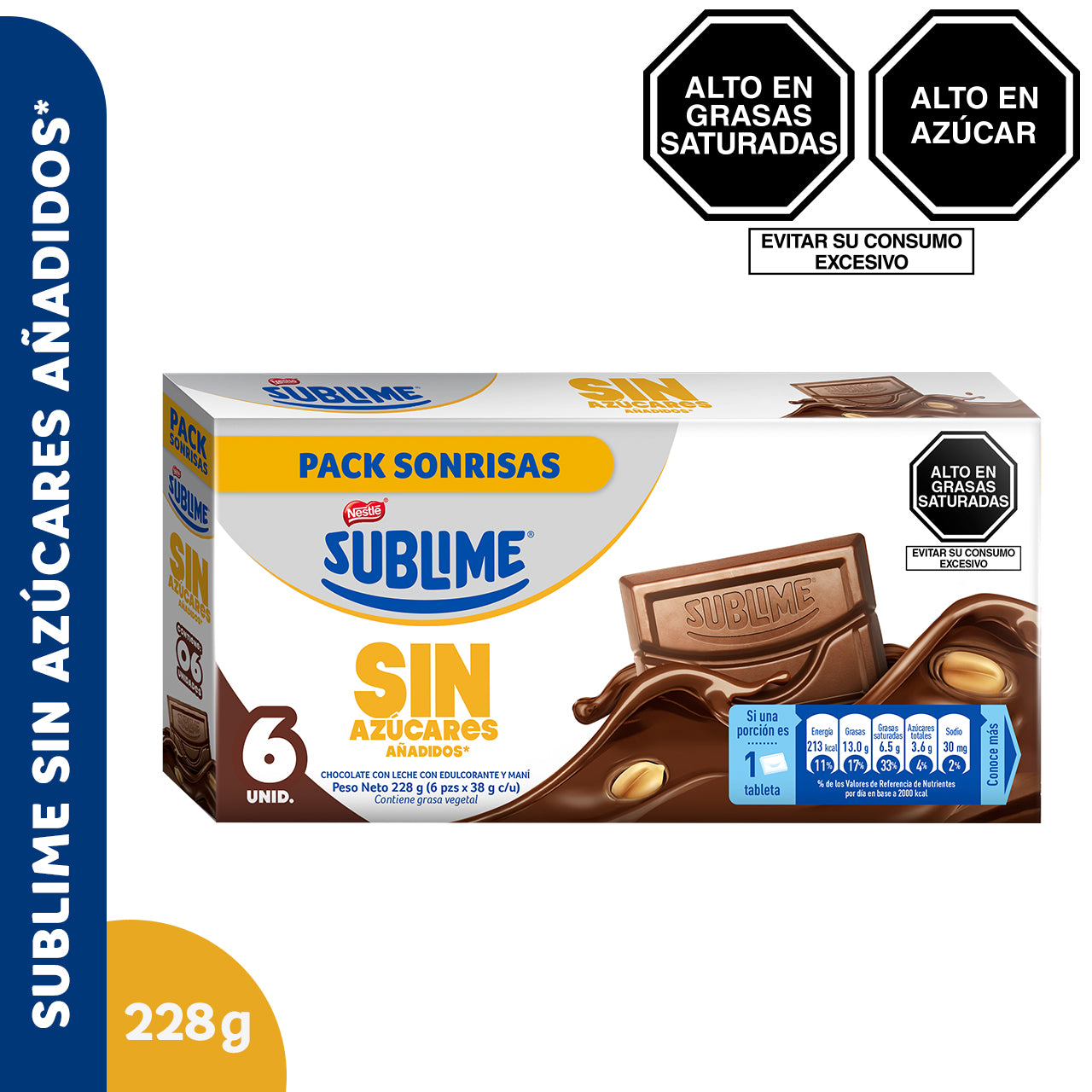 Sublime Sin Azucar 6pack x 38g c/u