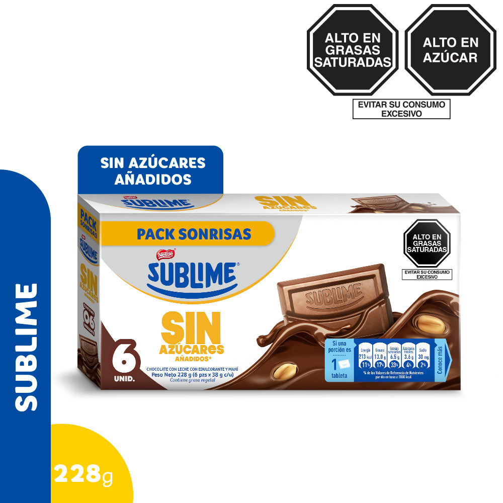 Sublime Sin Azucar 6x38g