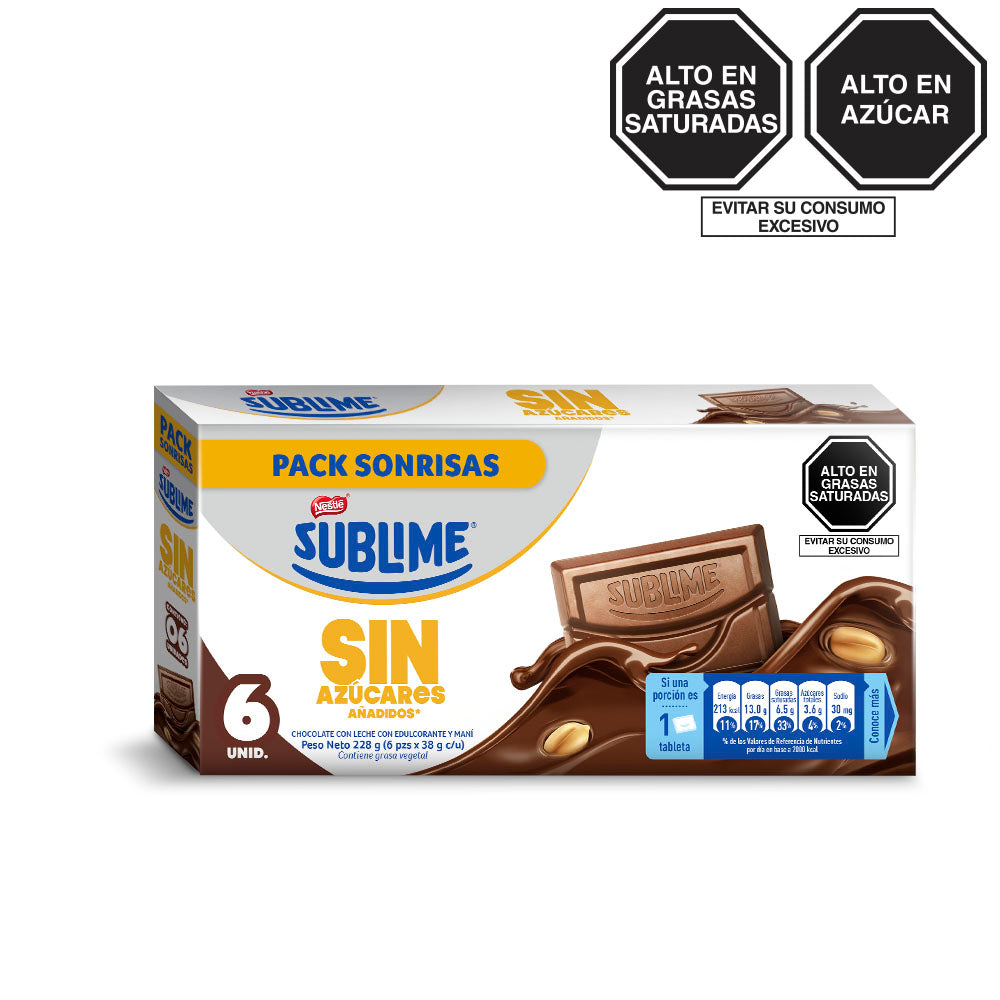 Sublime Sin Azucar 6x38g