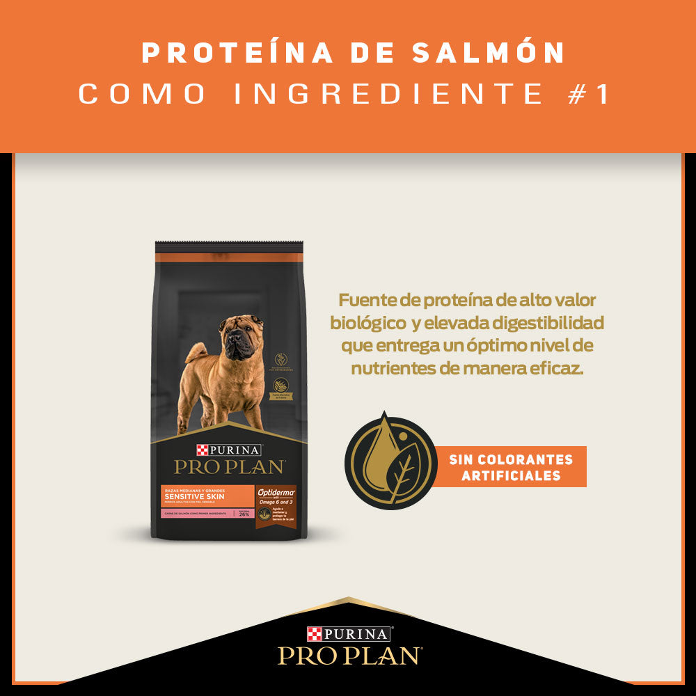 Alimento para perros medianos y grandes con piel sensible Pro Plan® Salmón 12kg