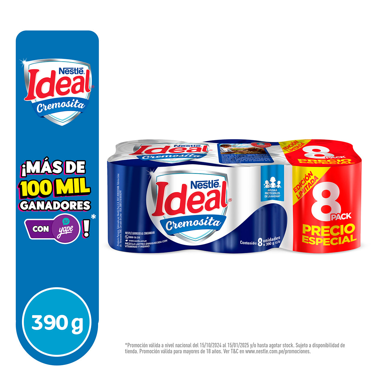 IDEAL CREMOSITA Mezcla Láctea 8pack 390g