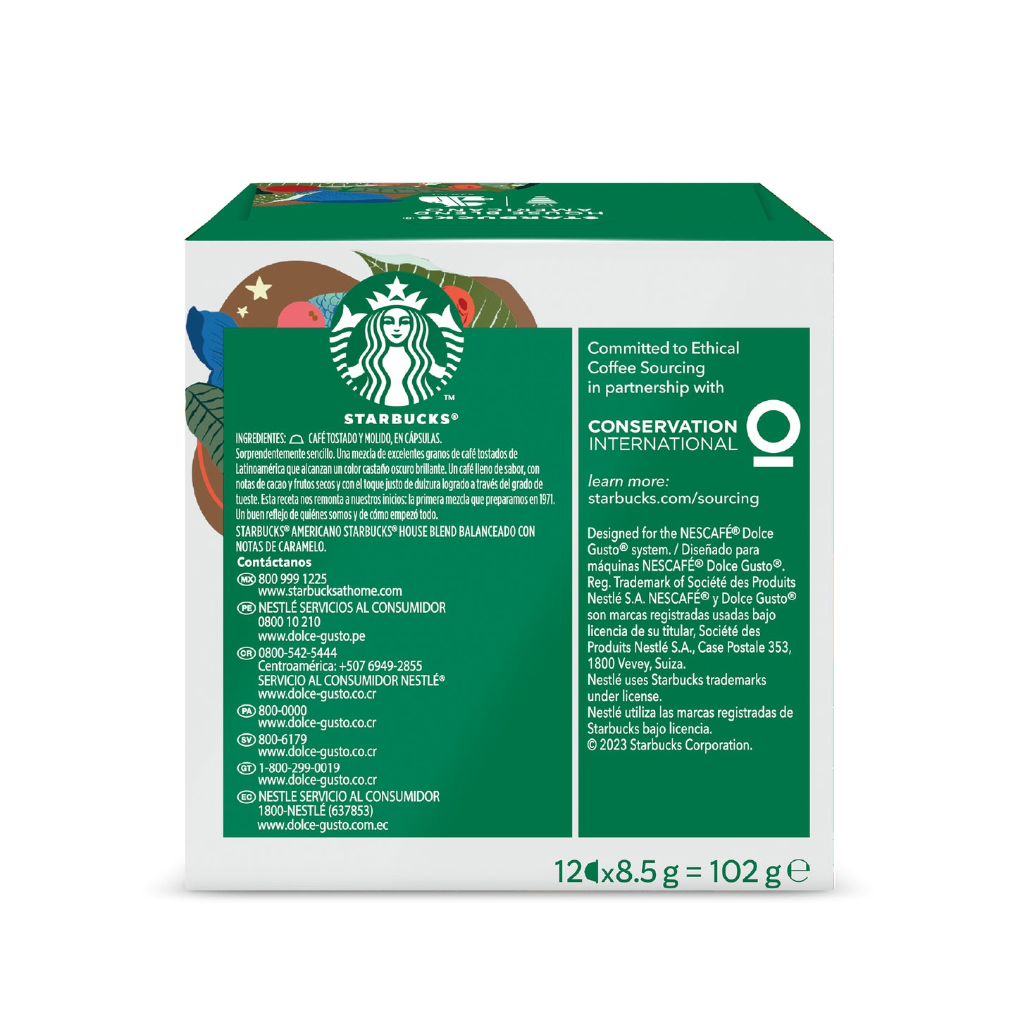 Starbucks® Americano House Blend Caja de 12 Cápsulas 102 gr.