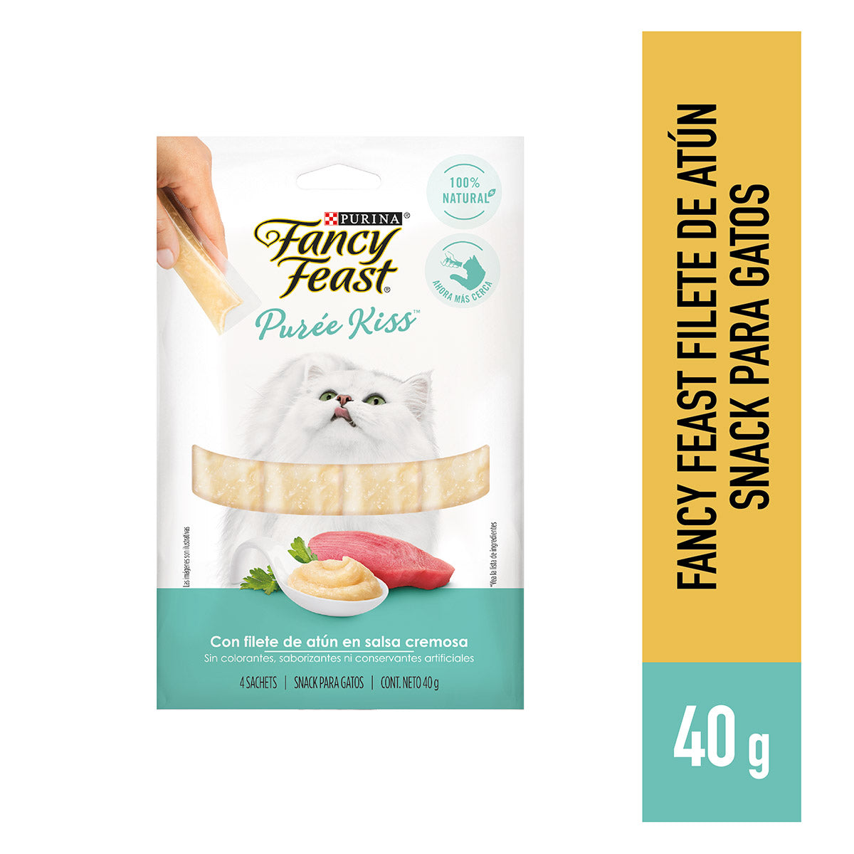 Snack super premium para gatos Fancy Feast Kiss con filete de atún de 40 gr