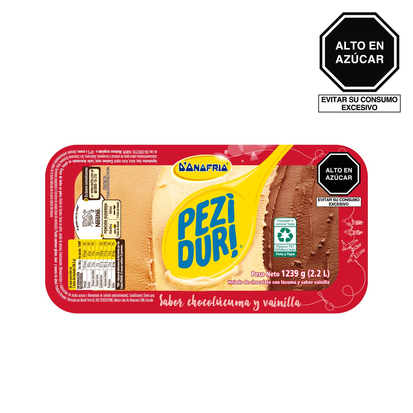Helado Peziduri Choco Vainilla Lúcuma Rendidor 2.2L