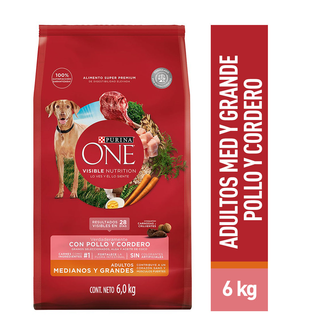 Alimento para perro Purina One Adultos medianos y grandes sabor cordero de 6 kg