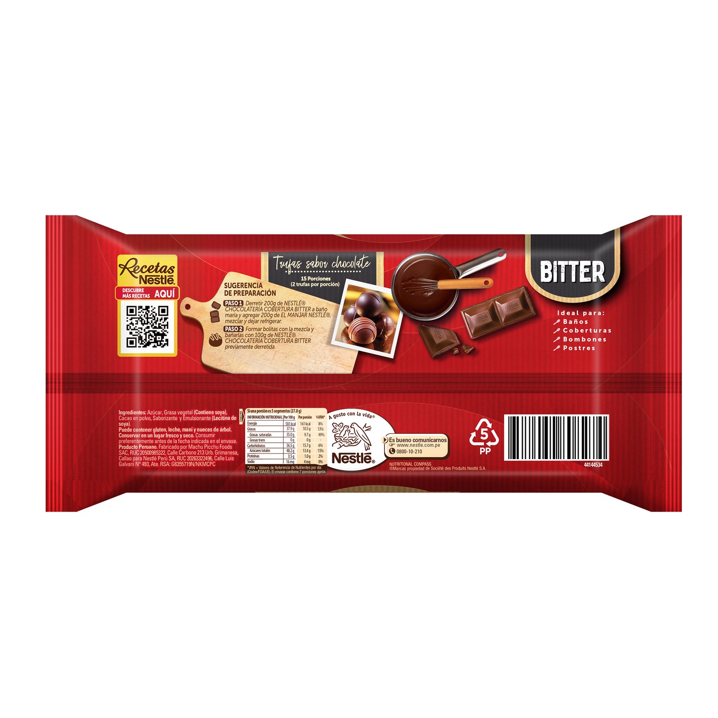 Nestlé Chocolatería Cobertura Bitter 200 gr.
