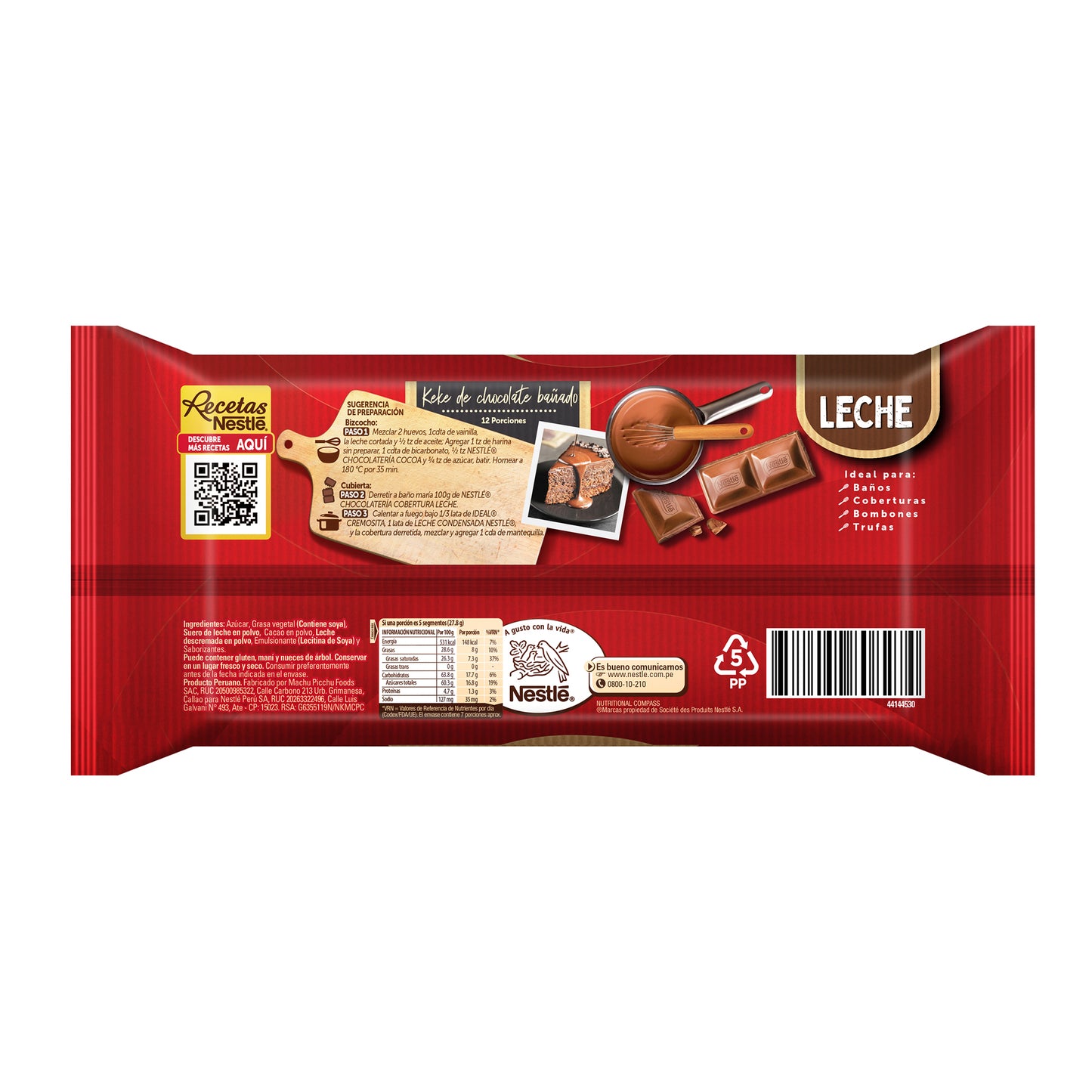 Nestlé Chocolatería Cobertura Leche 200 gr.