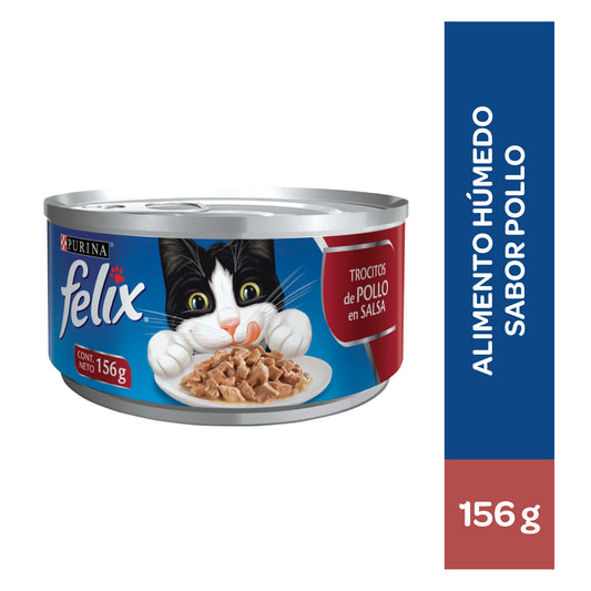 Alimento húmedo para gatos Felix Trocitos de Pollo 156gr