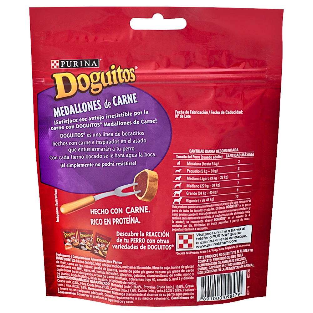 Snack para perro Doguitos sabor Medallones de Carne de 65gr