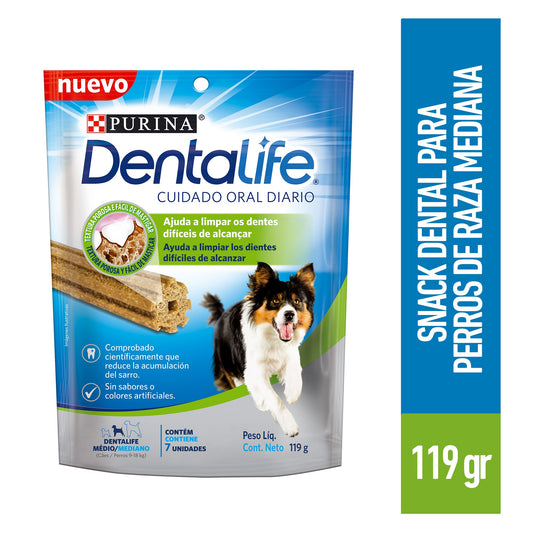 Snack para perro Dentalife adultos de razas medianas en bolsa de 119gr
