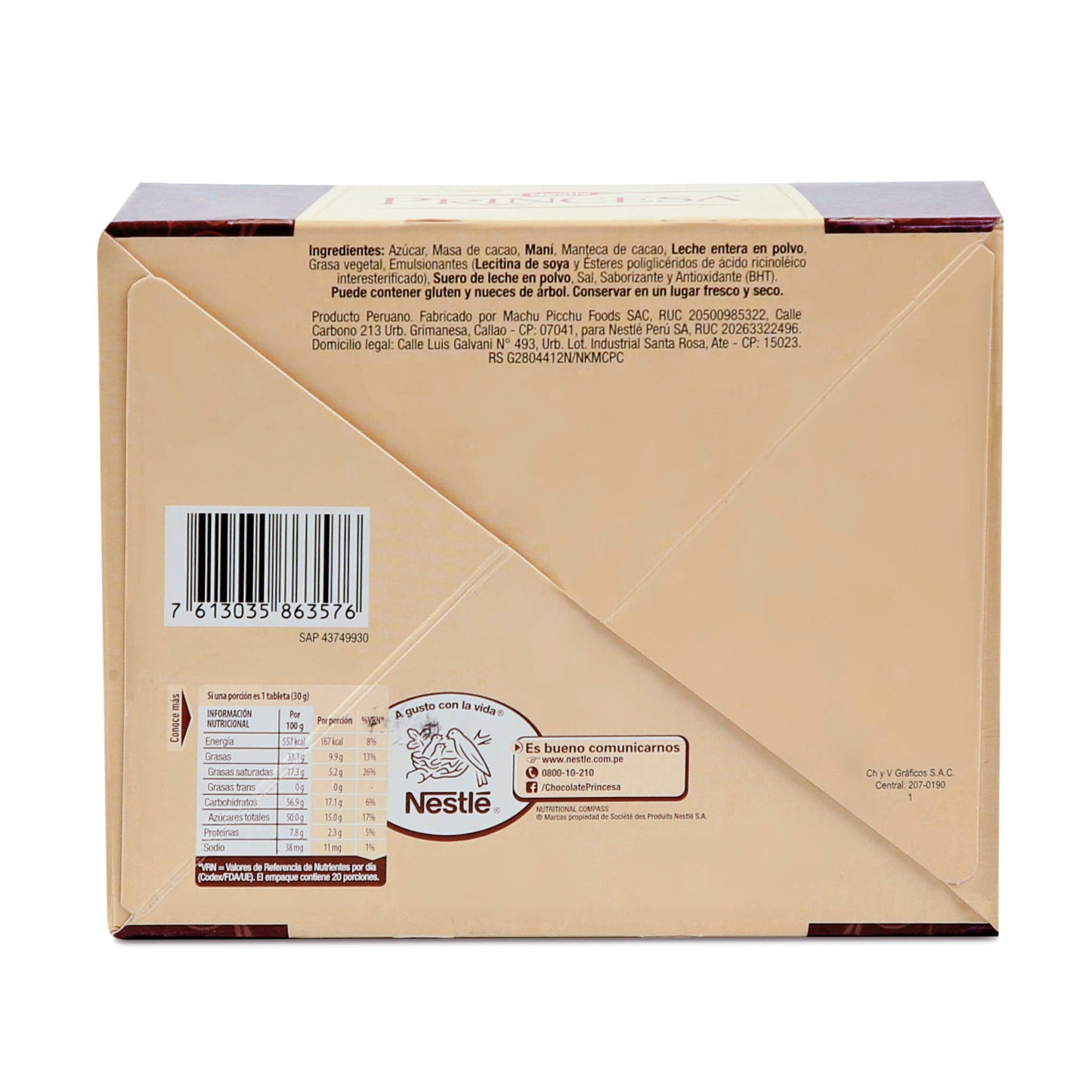 Princesa Barra Display 20 uni x 30 gr. c/u