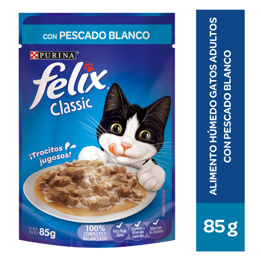Alimento húmedo para gatos Felix Classic con Pescado Blanco 85gr
