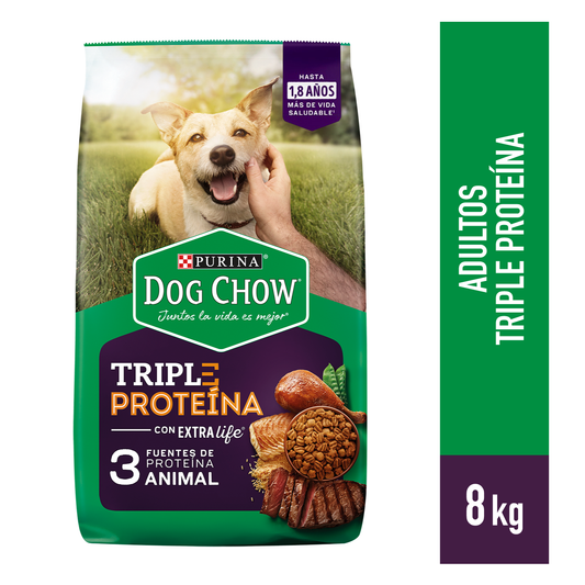 Alimento para perro Dog Chow Triple Proteína Adultos todos los tamaños 8kg