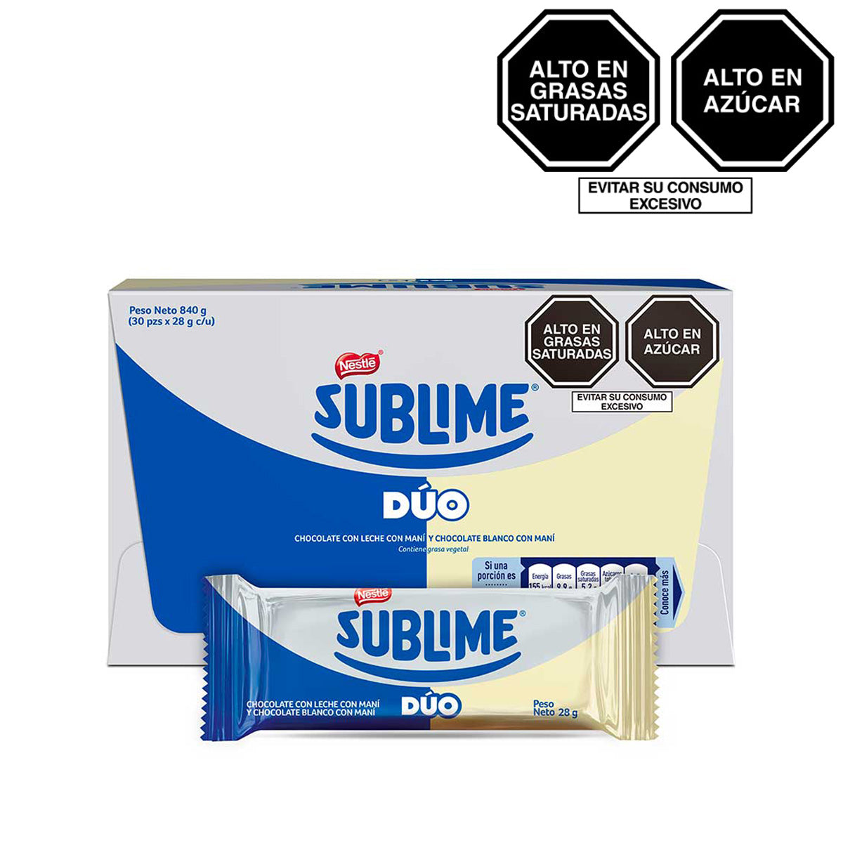 Caja de Sublime Dúo 30 uni x 28 gr. c/u