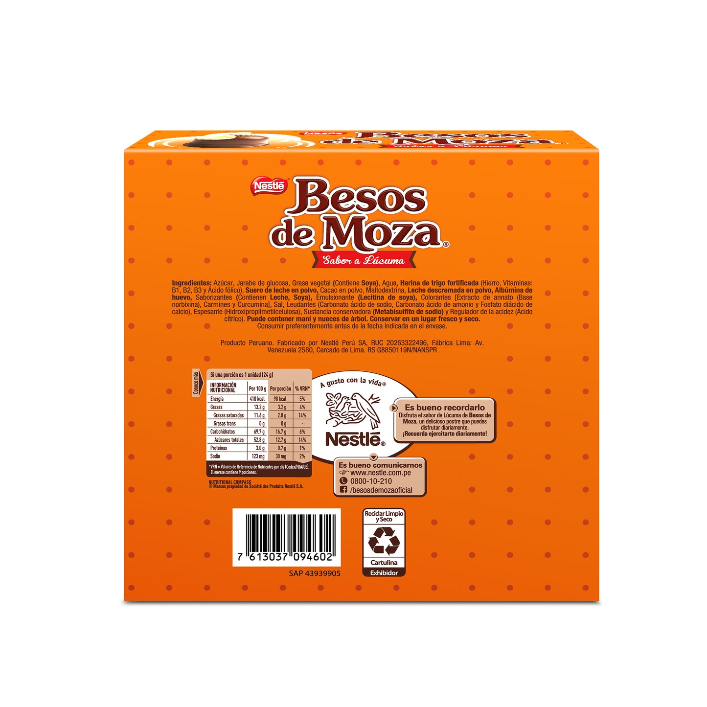 Besos de Moza Lúcuma Display 9 und de 24g c/u
