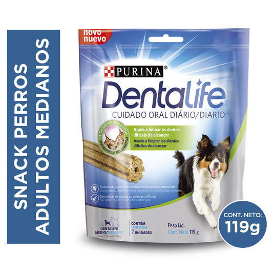Snack para perro Dentalife adultos de razas medianas en bolsa de 119gr