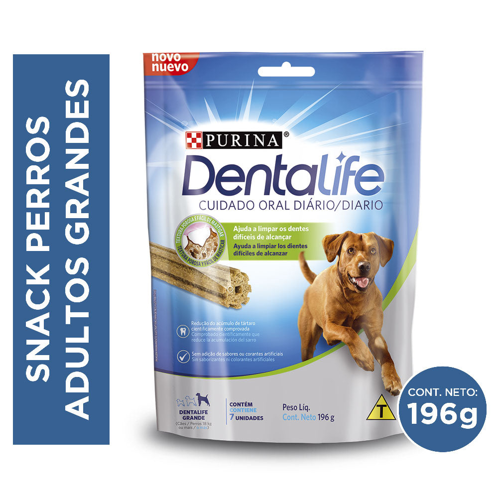 Snack para perros Dentalife adultos de razas grandes en bolsa de 196gr