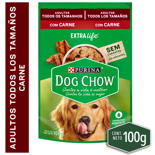 Alimento húmedo para perros Dog Chow Adultos todos los tamaños con Carne 100gr