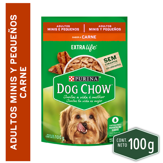 Alimento Húmedo para Perros Dog Chow Adultos Minis y Pequeños con Carne Doypack 100gr