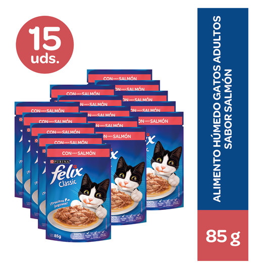 Alimento húmedo Felix sabor salmón 85 gr. x 15 unidades