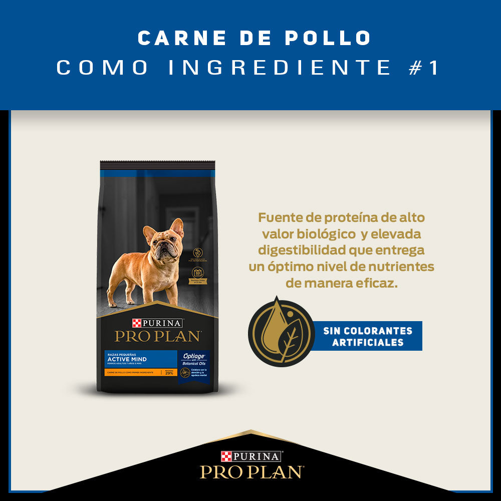 Alimento para perros minis y pequeños +7 años Pro Plan® Active Mind 3kg
