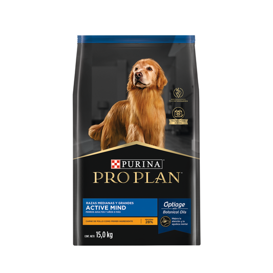 Alimento para perro Pro Plan Active mind Adulto mayor +7años 15kg