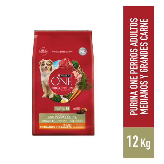 Alimento para perro Purina One Adultos medianos y grandes sabor carne de 12 kg