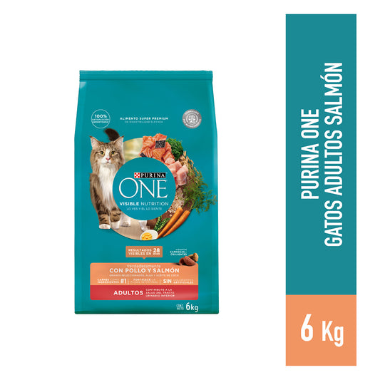 Alimento para Gato Purina One Adultos sabor pollo y salmon  en bolsa de 6kg