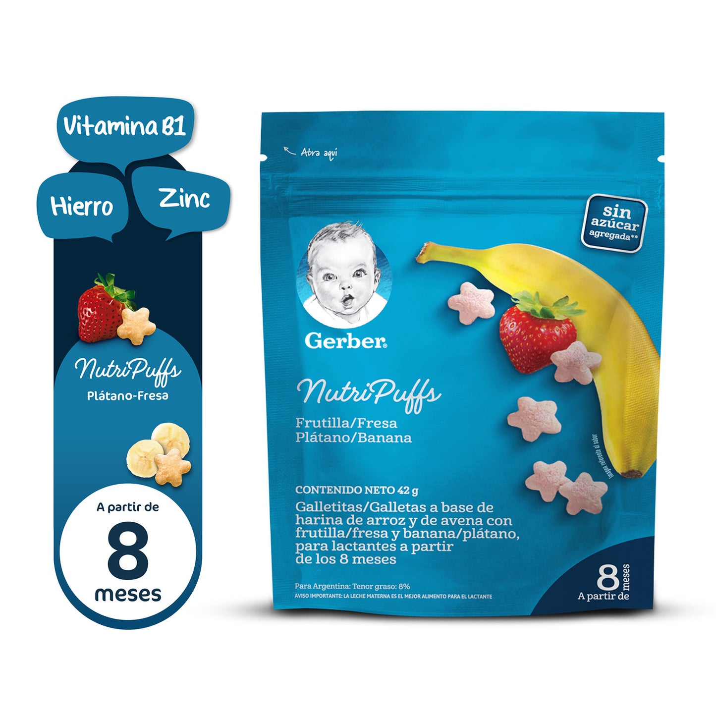 Gerber® NutriPuffs Banana Fresa 42 gr.