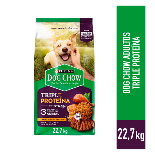 Alimento para perro Dog Chow Triple Proteína Adultos todos los tamaños 22.7kg
