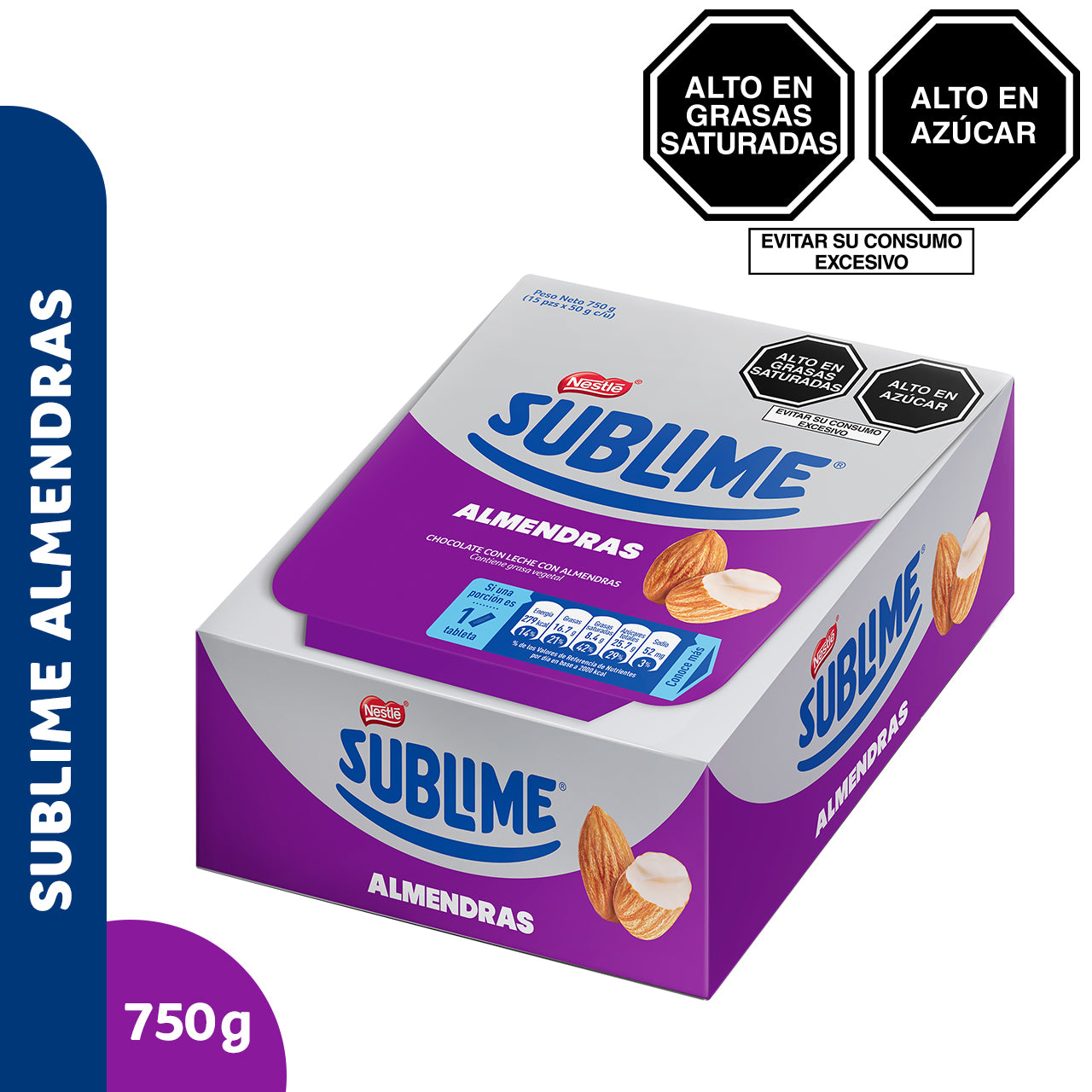 Caja de Sublime Almendras 15 uni x 50g c/u