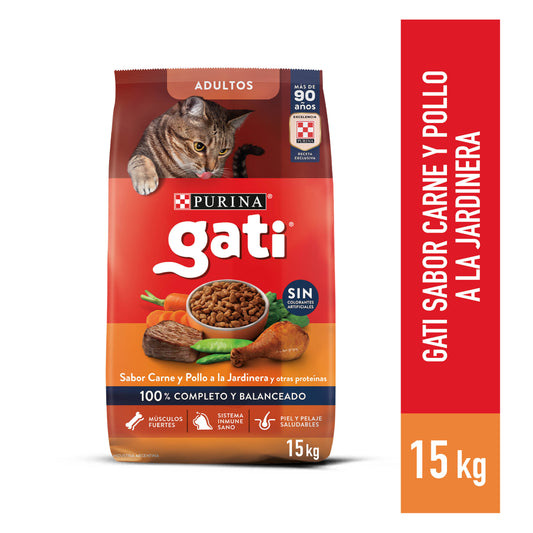 Alimento seco para gato GATI sabor carne y pollo de 15 kg