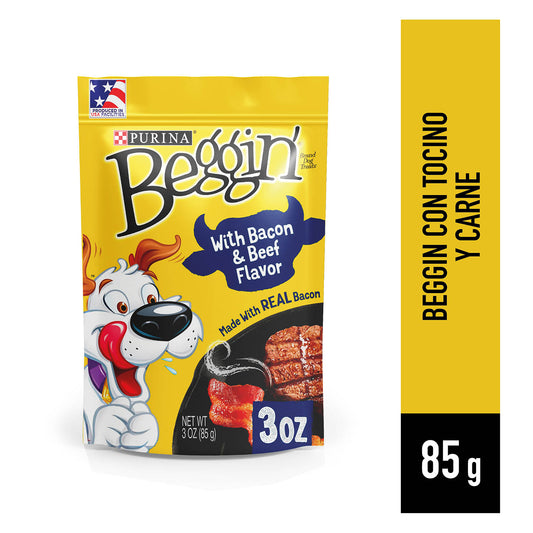 Snack para perros BEGGIN con Tocino y carne 85gr