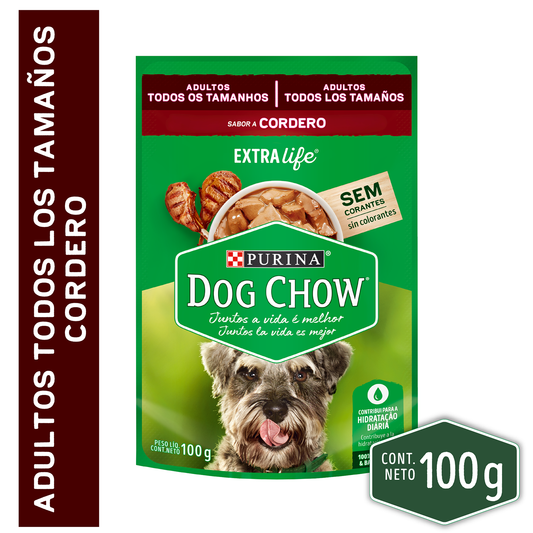Alimento Húmedo para Perros Dog Chow Adultos Todos los Tamaños con Cordero Doypack 100gr