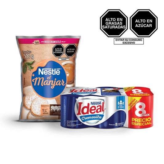 PACK 8PACK IDEAL CREMOSITA X 390 GR + MANJAR NESTLÉ 500 GR