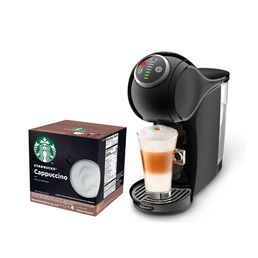 Pack Cafetera Automática Nescafé® Dolce Gusto® Genio S Plus + Starbucks® Cappuccino Caja de 12 Cápsulas