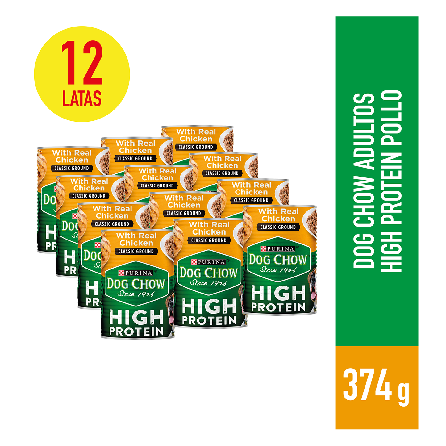 Alimento Húmedo Perro Dog Chow High Protein Chicken 368 gr x 12 unidades