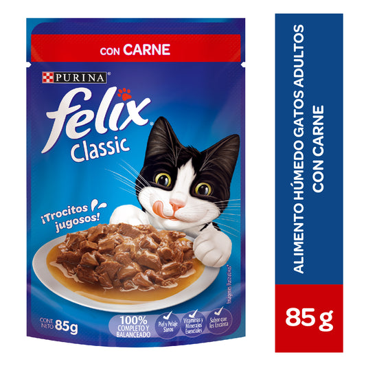 Alimento húmedo para gatos Felix Classic con Carne 85gr