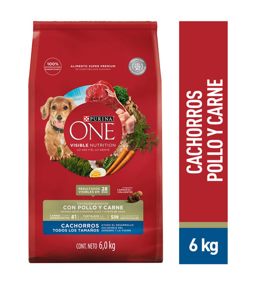 Alimento para perro Purina One Cachorros sabor pollo y carne en bolsa de 6kg