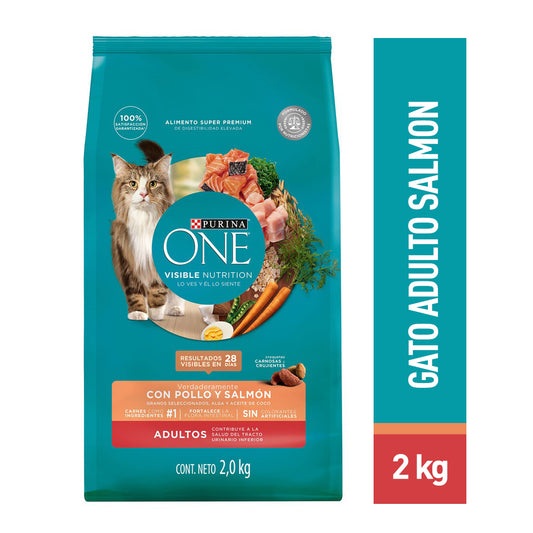 Alimento para Gato Purina One Adultos sabor pollo y salmon  en bolsa de 2kg