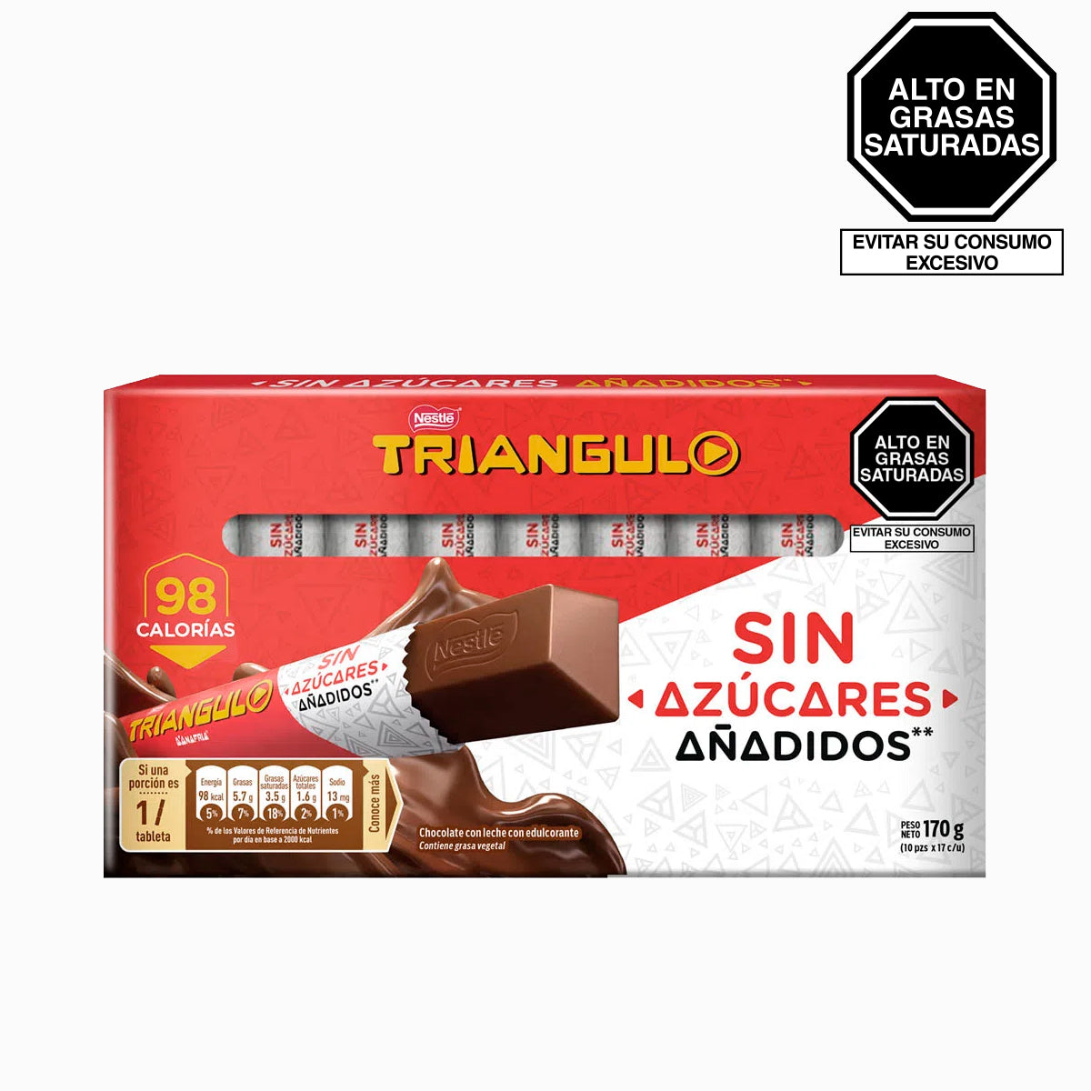 Chocolate Triángulo Sin Azúcares Añadidos 10 uni x 17 gr. c/u