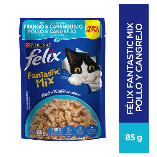 Alimento húmedo Felix® sabor Pollo y Cangrejo 85 gr.